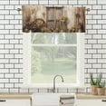 thumbnail image 3 of Brown Barn Door Curtain Valances for Kitchen Windows Western Country Retro Rural Rustic Farmhouse Rod Pocket Window Valance for Living Room Bathroom Bedroom Kitchen 54 by 18 in, 2 Panel, 3 of 6