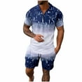 thumbnail image 3 of VBTAPA Sales Today Clearance! Summer Outfits for Men 2 Piece Printed Polo Shirt and Shorts Set Fashion Casual Vacation Beach Tracksuit with Pockets Navy L, 3 of 9