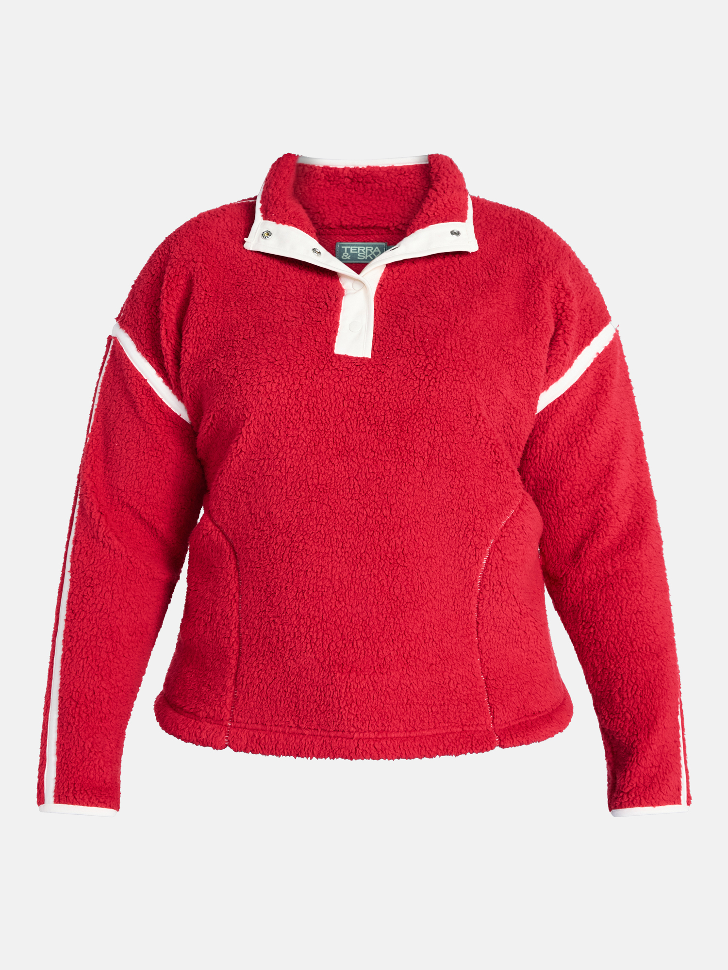Terra & Sky Women's Plus Size Faux Shearling Quarter Snap Pullover, Sizes 0X-4X