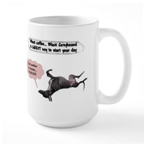 CafePress - Black Coffee Snoozin' Black Greyhound Large Mug - 15 oz Ceramic Large White Novelty Mug