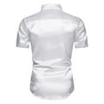 thumbnail image 4 of YYDGH Men's Short Sleeve Button Up Dress Shirts Fashion Slim Fit Formal Shirt Summer Casual Business White L, 4 of 9