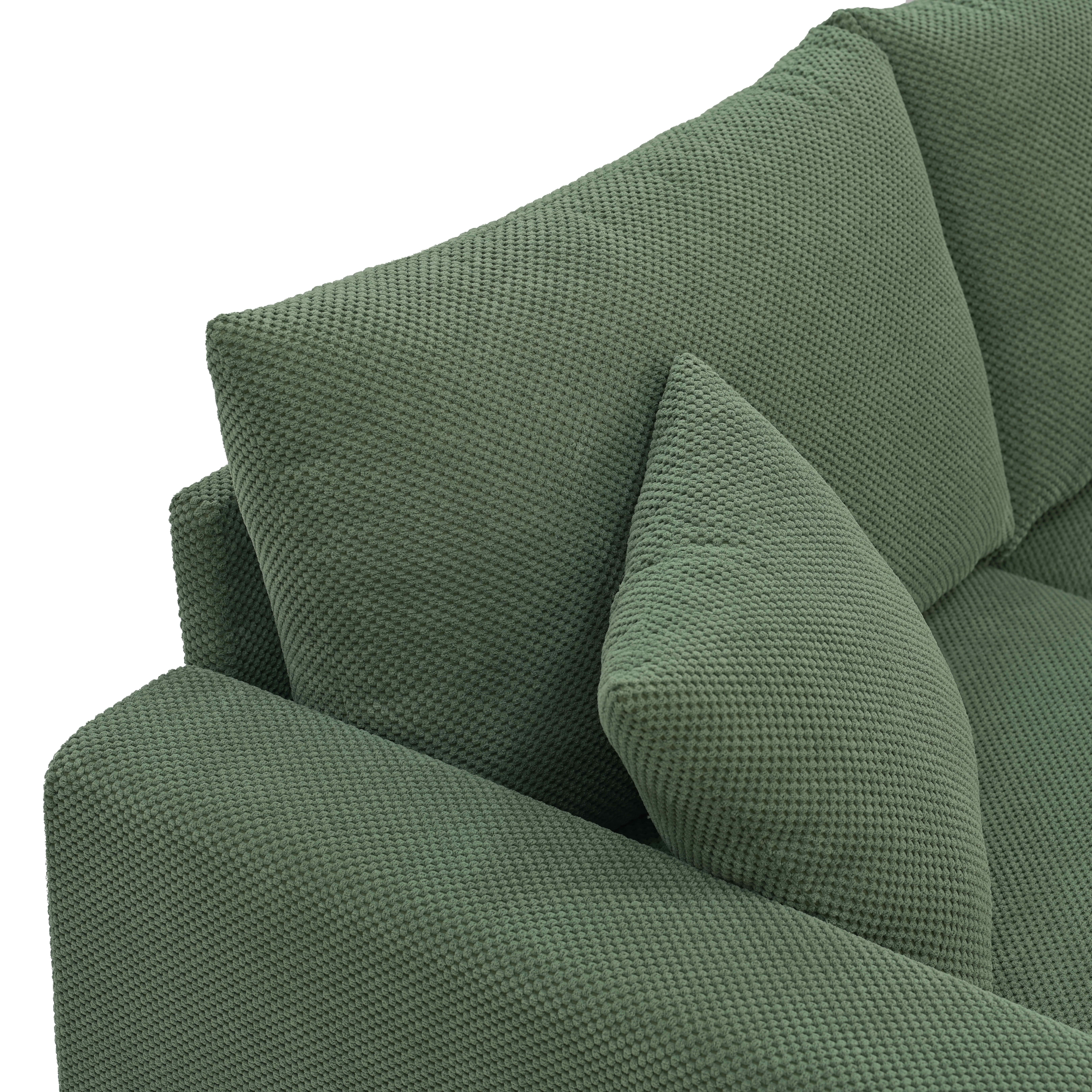MAYEERTY 69 Inch 2‑Seater Upholstered Sofa, Textured Fabric Couch with 2 Throw Pillows and Plastic Legs for Apartment, Living Room, Home Office
