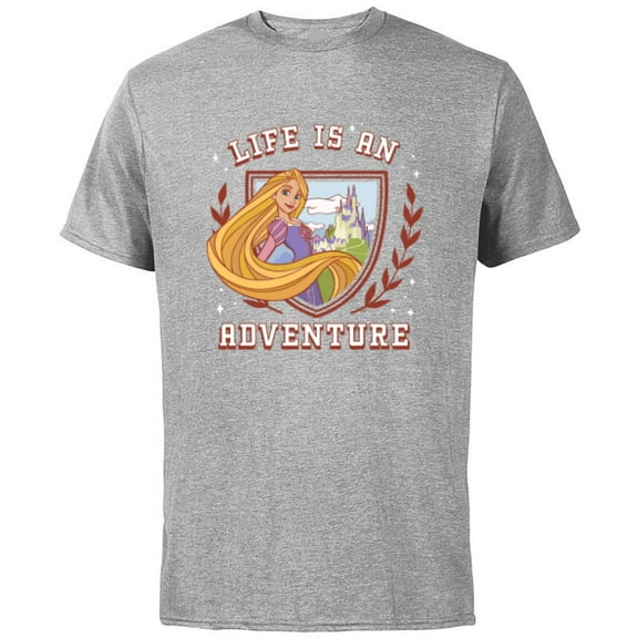 Disney Princess Rapunzel Tangled Life is an Adventure Crest - Short Sleeve Cotton T-Shirt for Adults - Customized-Athletic Heather