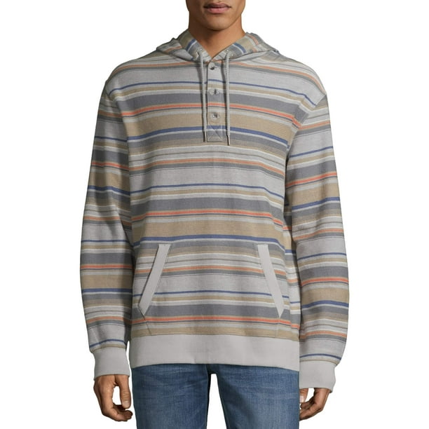 Men's and Big Men's Stripe Pullover French Terry Hoodie