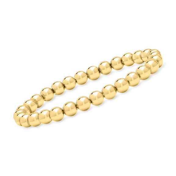 Ross-Simons Italian 6mm 18kt Gold Over Sterling Bead Stretch Bracelet, Women's, Adult