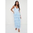 thumbnail image 1 of Faithtur Robe Longue à Imprimé Floral pour Femmes Col en V Volants Superposés Robe Cami Sans Manches Robe d'Été Décontractée de Plage pour Fête, 1 of 9