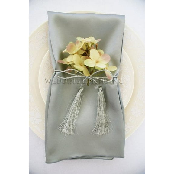Wedding Linens Inc. (10pcs) 20'' x20" Satin Table Napkins for wedding Party Decoration events - Silver