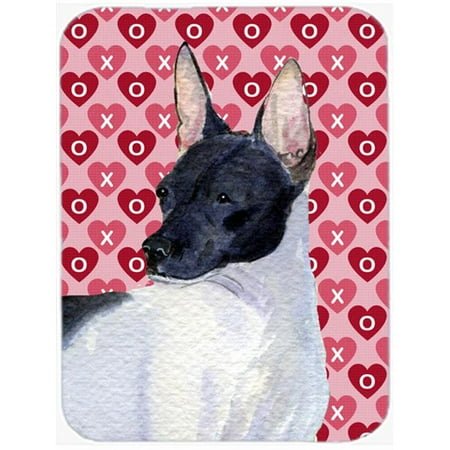 

Rat Terrier Hearts Love & Valentines Day Portrait Glass Cutting Board- Large
