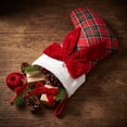 thumbnail image 6 of Tuvgenk Christmas Stockings Plaid Stockings Red Tartan with Velvet Bow White Cuff 18.11 inch Large Hanging Sock for Family Fireplace Xmas Tree Decor, 6 of 8