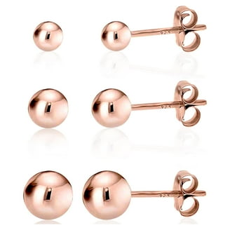 CZ 925 Rose Gold Plated Sterling Silver Stud Earrings in a 4 Claw Setting - Isabella Silver