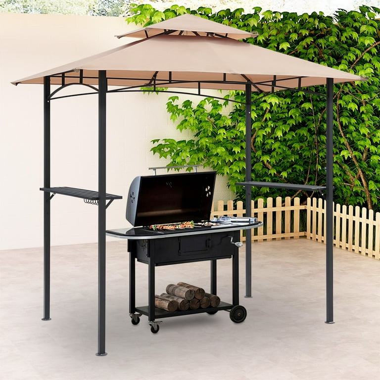 Abble 5' x 8' Grill Black and Beige Rectangle Gazebos - Walmart.com