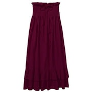 Sand N Sun - Women's Plus Smocked Strapless Cover-Up Dress