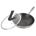 thumbnail image 1 of Amdohai Stainless Steel Fry Pan with Lid Non-Stick Wok Saucepan Cookware Flat Bottom Kitchen Cooking Pan Food Cooker Fast Heat-up, 1 of 8