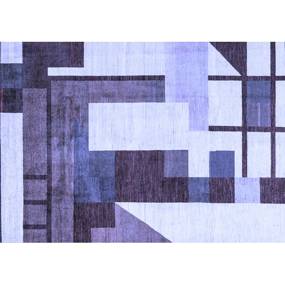 Ahgly Company Indoor Rectangle Oriental Blue Modern Area Rugs, 7' x 10'