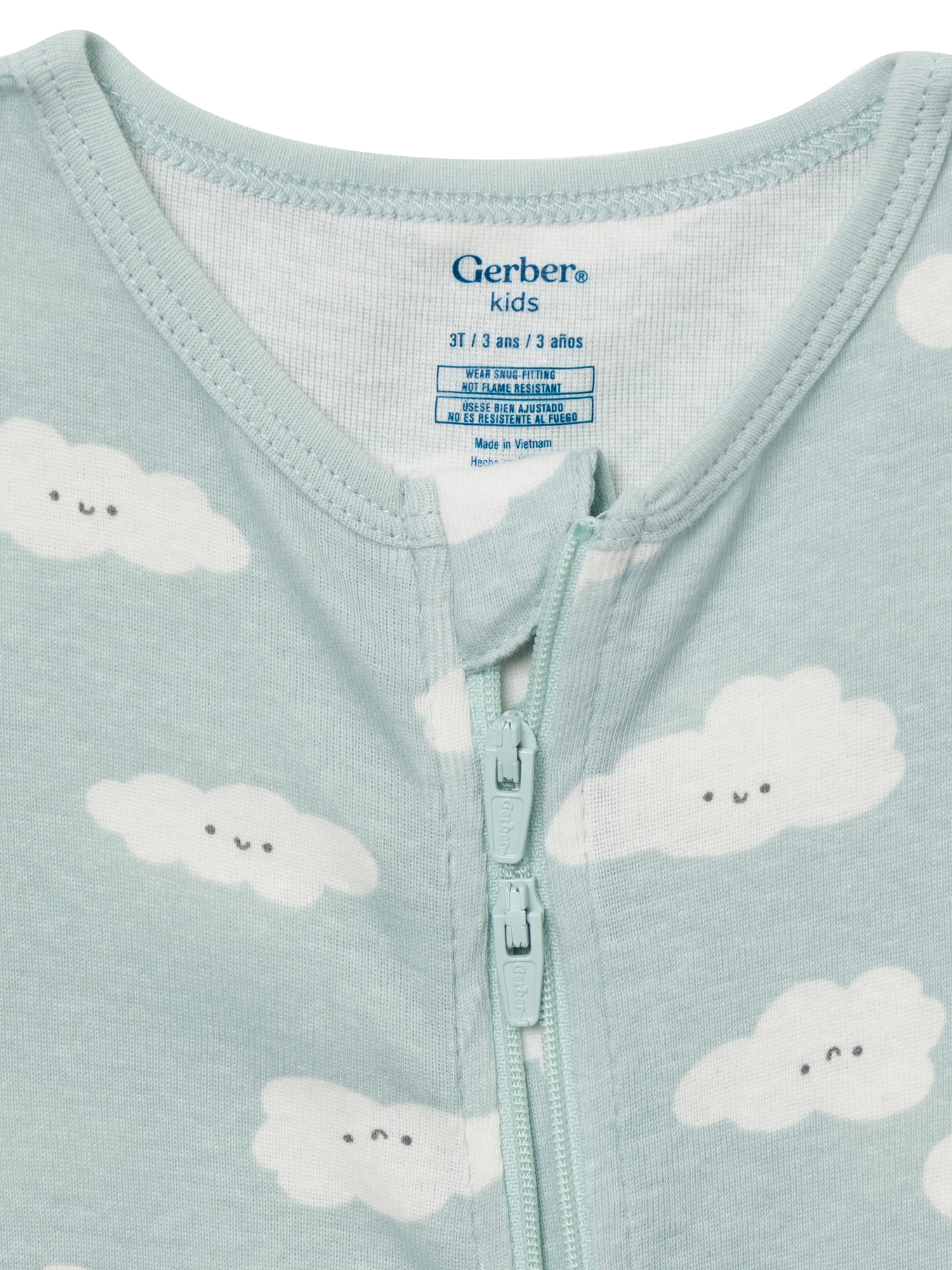 Gerber Baby and Toddler Neutral Tight Fitting Footed 2-Way Zipper Unionsuits, 2-Pack, Sizes 0/3 Months - 5T