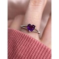 thumbnail image 3 of Natural Amethyst Ring Heart Shape Amethyst Band Ring Wedding Anniversary Promise Ring 925 Sterling Silver Gemstone Jewelry For Women Gift, 3 of 5