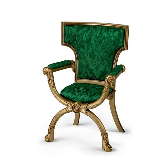 The Ashton-Drake Galleries Queen Elizabeth II Portrait Doll Chair Accessory, Green Satin Drawing Room Throne, Windsor Castle Replica