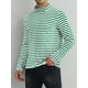 thumbnail image 5 of Camiseta de cuello alto a rayas INSPIRE CHIC para hombre, de manga larga, pullover, camiseta a rayas XL verde y blanca, 5 of 6