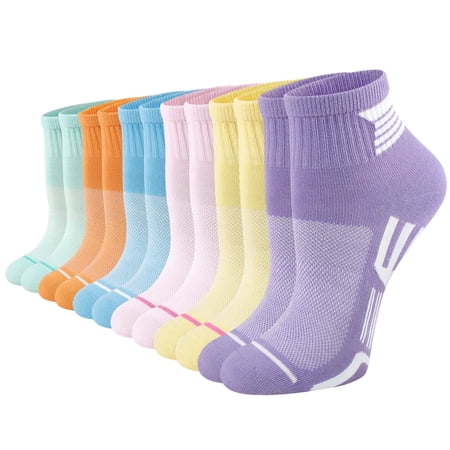 LOOIKOOS 12 Pairs Womens Ankle Socks, Thin Breathable Mini Crew Socks for Women Athletic Sport Running Cycling Casual Socks
