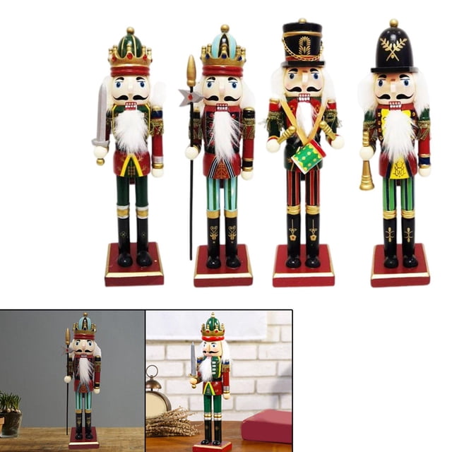 4Pcs 30cm Cascanueces De Madera Adornos Muñeca De Navidad perfke cascanueces soldado