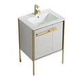 thumbnail image 2 of Fine Fixtures  Oakville Bathroom Vanity  with White Ceramic Sink Mild Grey Oak - Satin Brass Hardware 24 Inch, 2 of 8
