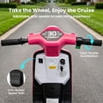 thumbnail image 5 of Track Seven 24V Kids Electric Motorcycle, 250W Brushless Motor Ride-on Scooter Moped for Boys Girls Ages 8+, 12" Pneumatic Tires, Bluetooth, Max 10 Mph, Bonus Storage Cover, Rose Red, 5 of 9
