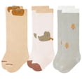 thumbnail image 1 of Laklulu 3 pares de calcetines hasta la rodilla para bebés, sin costuras, de algodón, para niños y niñas, calcetines largos, calcetines finos para bebés, 1 of 6