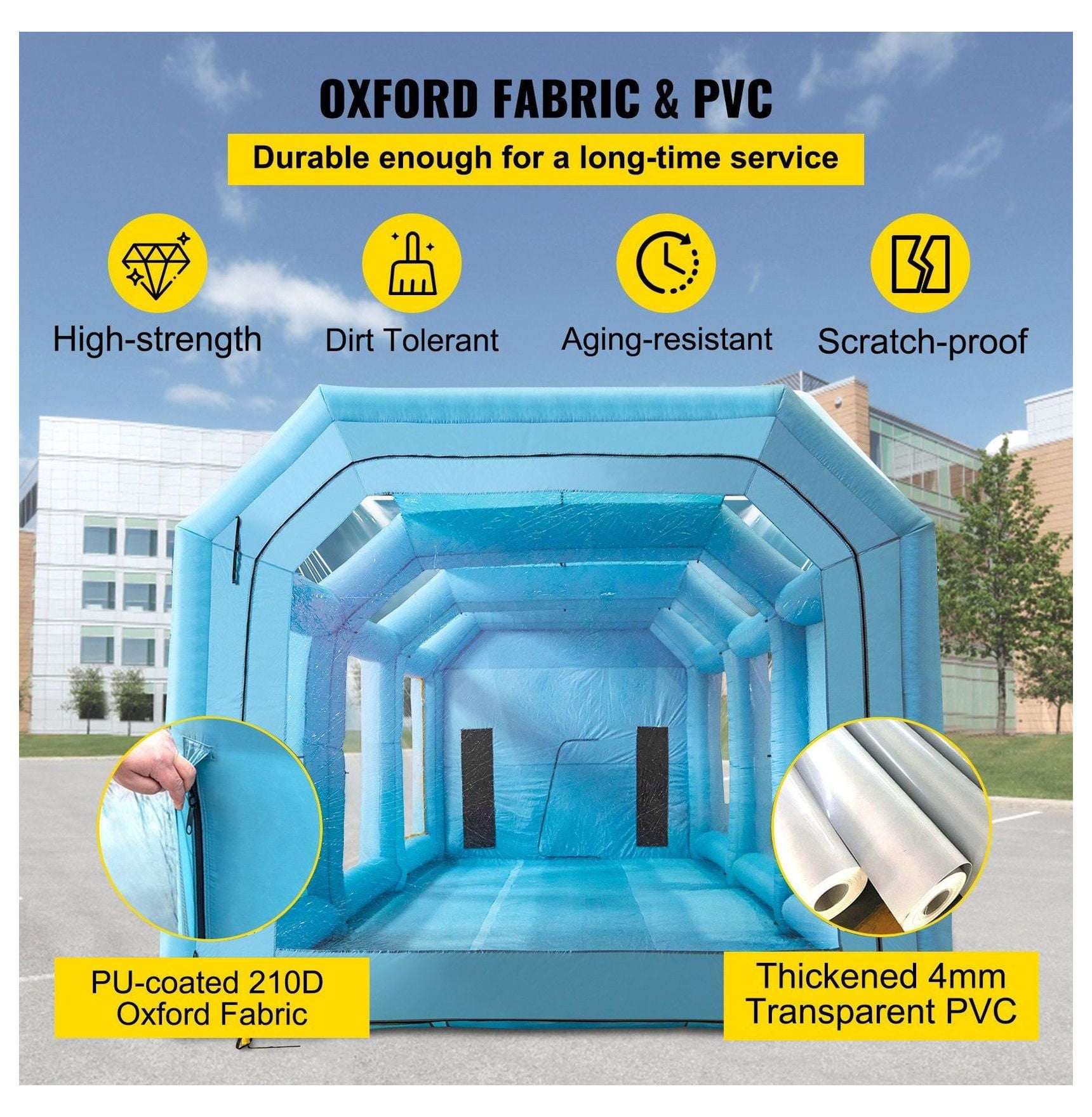 Inflatable Paint Booth 39.4x16.4x13.1ft - Portable Spray Booth Tent with 2 Blowers - Car Motorcycle Painting Booth - Oxford Fabric & PVC