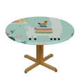thumbnail image 3 of Patifu Llama Rainbow Cactus Waterproof Round Tablecloth, Stain-Resistant Fabric Ideal for Indoor and Outdoor Events - Multiple Sizes Available 42"-46, 3 of 8