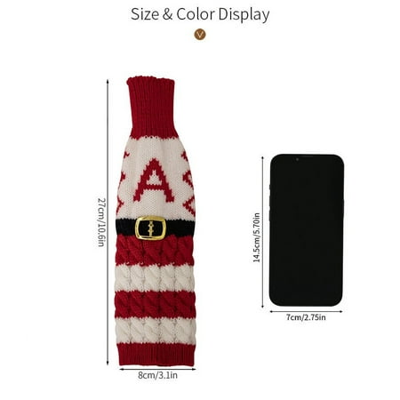 

EUDIDV Christmas Decorations Compiled Wine Bottle Sleeves Knitted Alphabet Wine Bottle Sleeve Red And White Striped Red Wine Sleeve 26 Letters DIY Wine Bottle Decoration