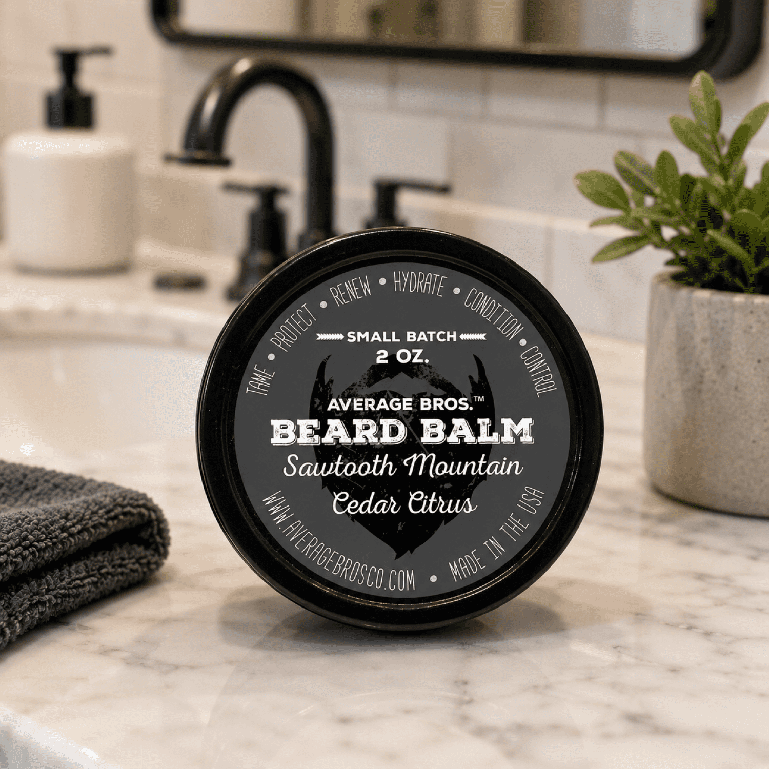 Average Bros Sawtooth Cedar Citrus Beard Balm, 2oz.