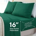 thumbnail image 4 of Sleepdown Jersey Knit King Size Sheets Set 4pc 100% T-Shirt Cotton Blend Soft Breathable Jersey King Sheets | Stretchy Comfy All Season Jersey Sheets King Size, Deep Pocket King Sheet Set, Dark Green, 4 of 8