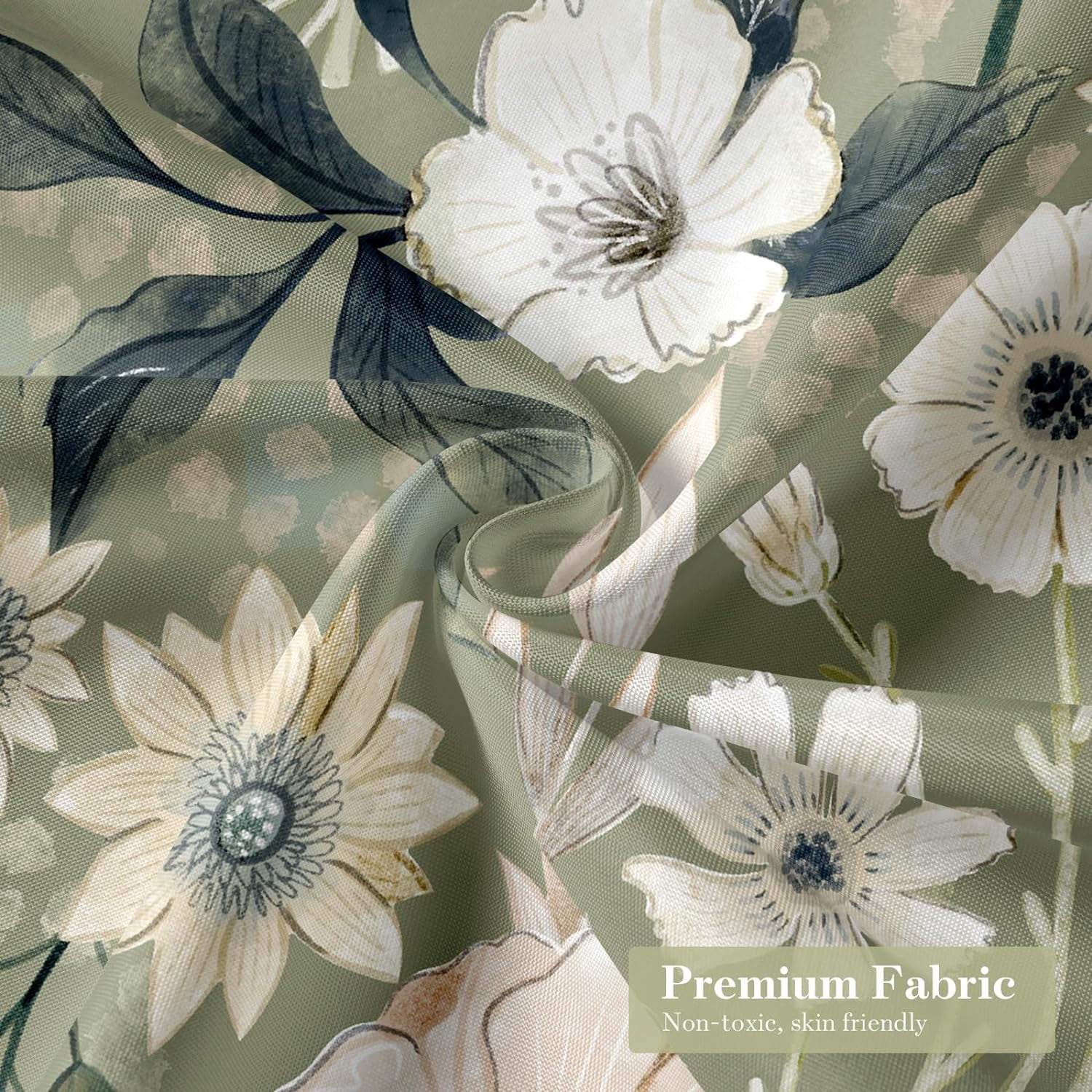 Extra Long Boho Floral Shower Curtain 72 x 84, Spring Leaves Shower Curtain, XL Chic Shower Curtains for Modern Bathroom Decor, Summer Colorful Flower Shower Curtain