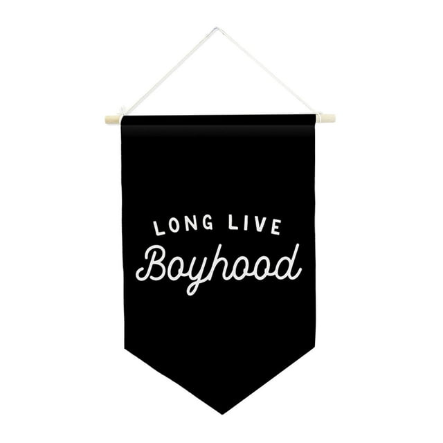 Bandera colgante de pared "¡Larga vida a infancia!", adorno único y fácil de colgar. Decoración triangular para habitación del bebé o Negro