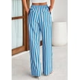 thumbnail image 3 of PRETTYGARDEN Women's Wide Leg Lounge Pants Summer Drawstring Elastic Waist Comfy Striped Bottoms Trendy Clothes, 3 of 7