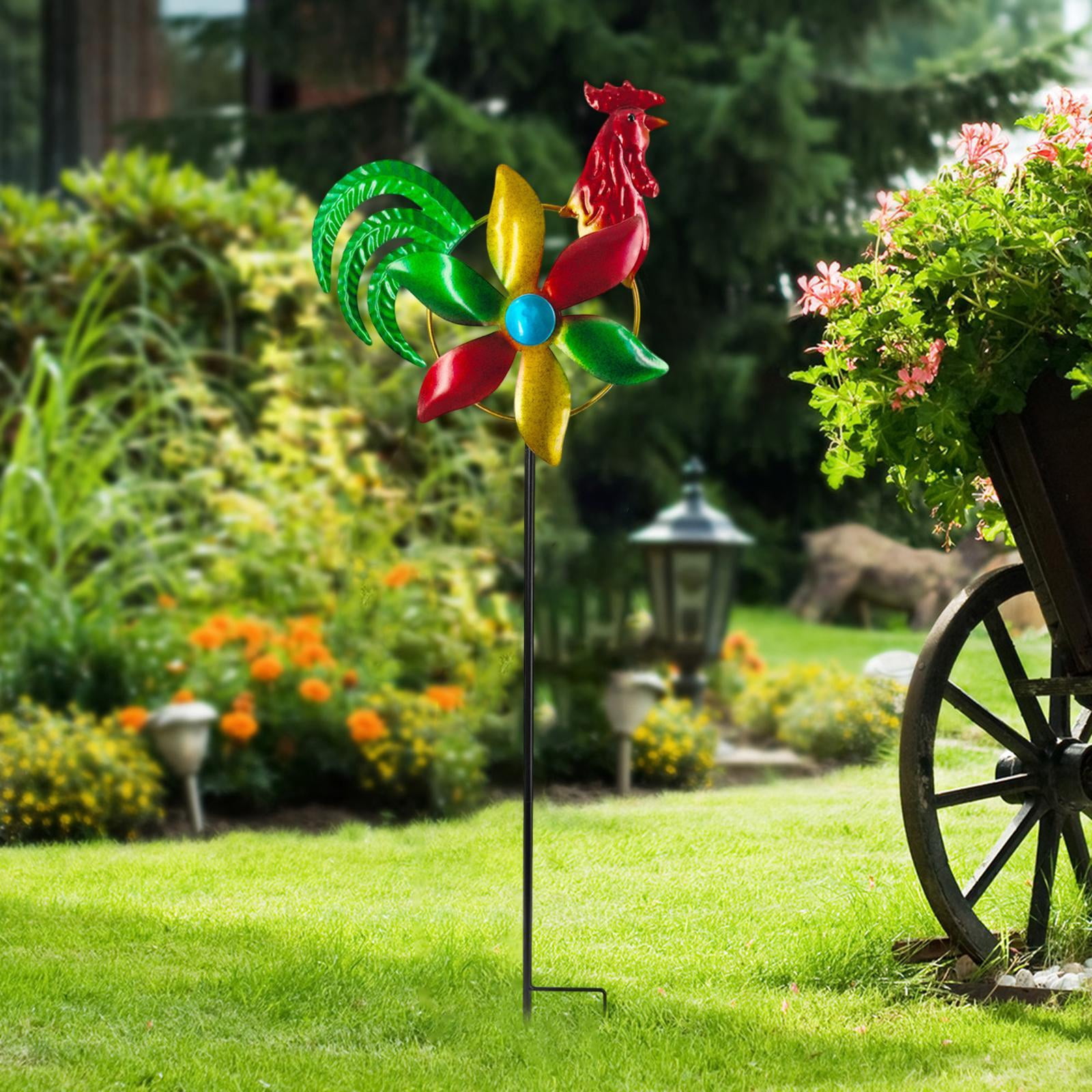Miulika Wind for Garden Iron Rooster Windmill Ornament Gifts Iron Art Yard Stake Decoration Lawn Ornament for Balcony Outdoor