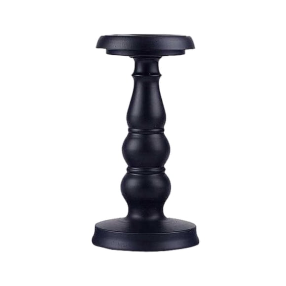 Candelabro de hierro retro negro, candelabro de pilar para bodas, spa, redondo y estable. METRO