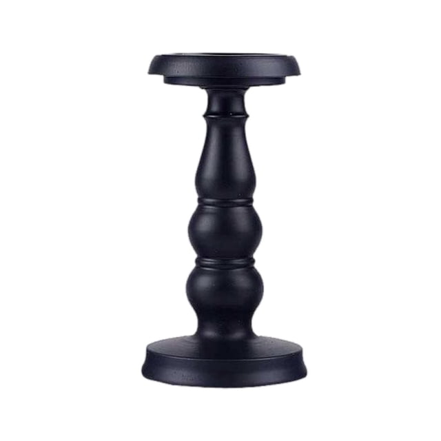 Candelabro de hierro retro negro, candelabro de pilar para bodas, spa, redondo y estable. METRO