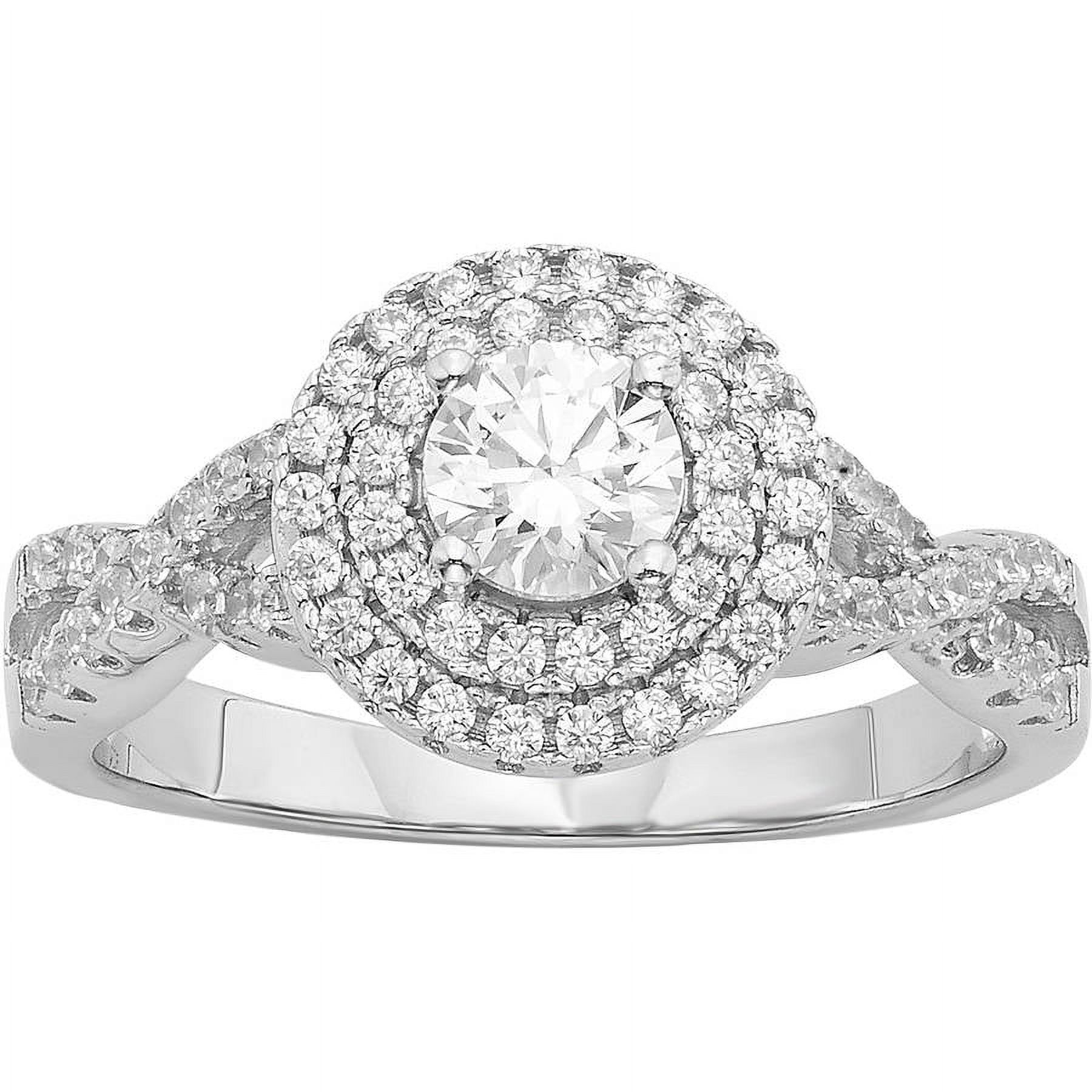 Arista 1/3 Carat T.G.W. Australian Crystal and Cubic Zirconia Women's Halo Engagement Ring in Sterling Silver