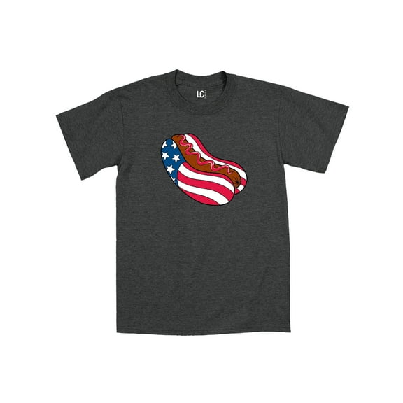Instant Message - Hot dog USA Flag Bun American Patriot Holiday Novelty - Men's Short Sleeve Graphic T-Shirt