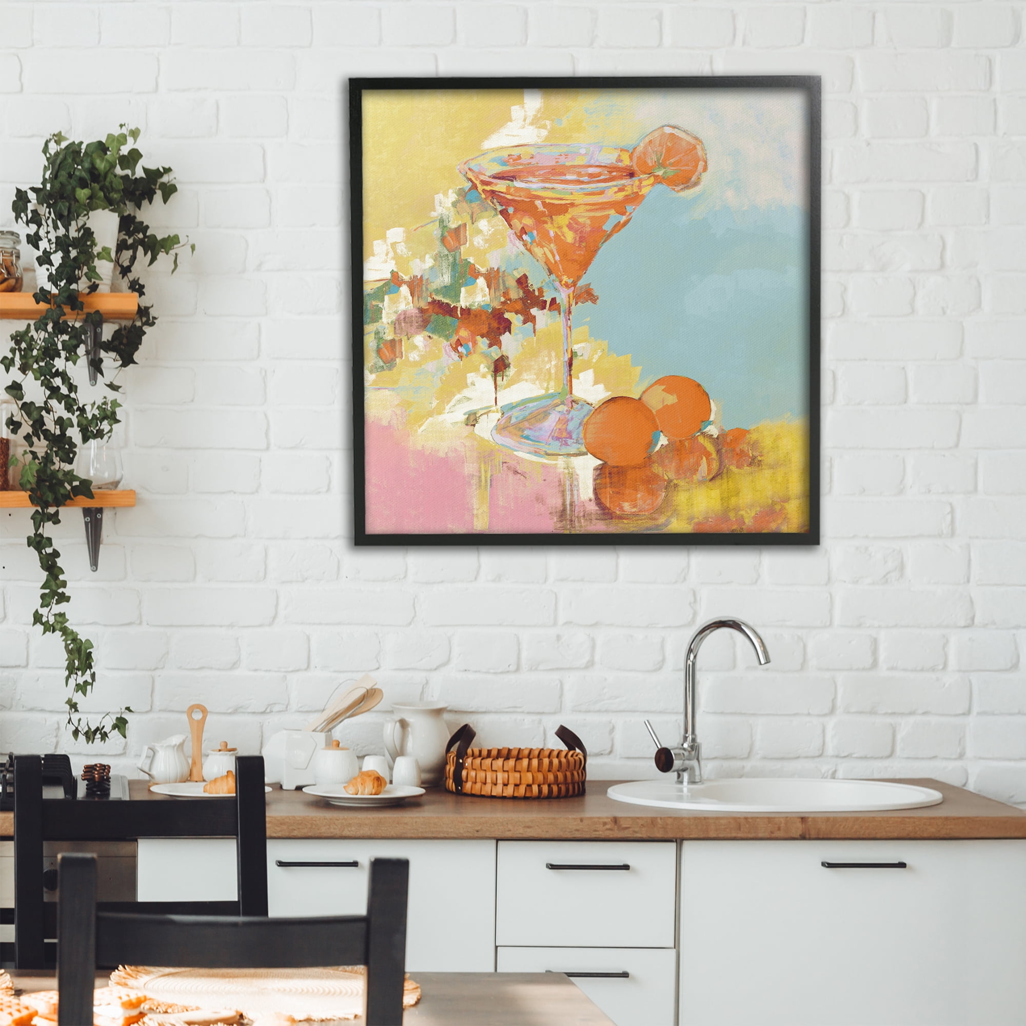 Stupell Industries Summer Citrus Martini Black Framed Giclee Art, design by Jane Slivka