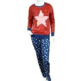 thumbnail image 2 of Celestial Dreams Womens Red & Blue Star Print Pajamas Fleece Pajama Set Small, 2 of 2