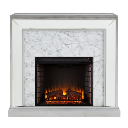 SEI Trandling Mirrored Faux Marble Fireplace