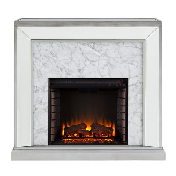 SEI Trandling Mirrored Faux Marble Fireplace