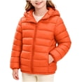 thumbnail image 2 of ITSAME Girls Hooded Quilted Puffer Jacket Long Sleeve Full Zip Winter Warm Thick Coat with Pockets Orange Size 12, 2 of 10