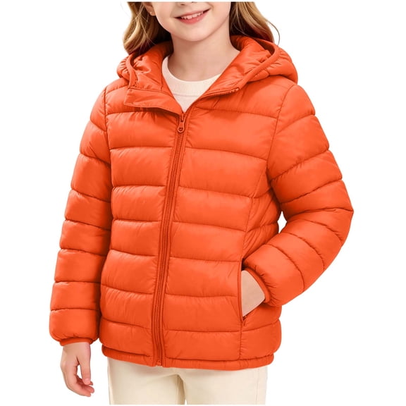 Hurxie Hooded Puffer Jackets for Girls Lightweight and Packable Autumn a Winter Coat 7-8Years
