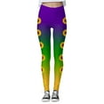thumbnail image 4 of GHSOHS Leggings for Women Black Leggings Sunflower Print Tights Seamless Lifting Workout Leggings High Waisted Yoga Pants Comfy Capris Knee Length Shorts Women Purple Jeggings Capris Pants P,XL, 4 of 5