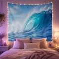 thumbnail image 2 of Turquoise Barrel Wave Under Blue Sky, Dramatic Coastal Style for Ocean Lovers, Surf Wall Decor, Housewarming Gift, Tapestry Wall Hanging for Bedroom and Living Room, 2 of 7
