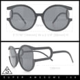 thumbnail image 4 of Womens Unique U Arm Round Exposed Lens Minimal Designer Sunglasses All Black, 4 of 8