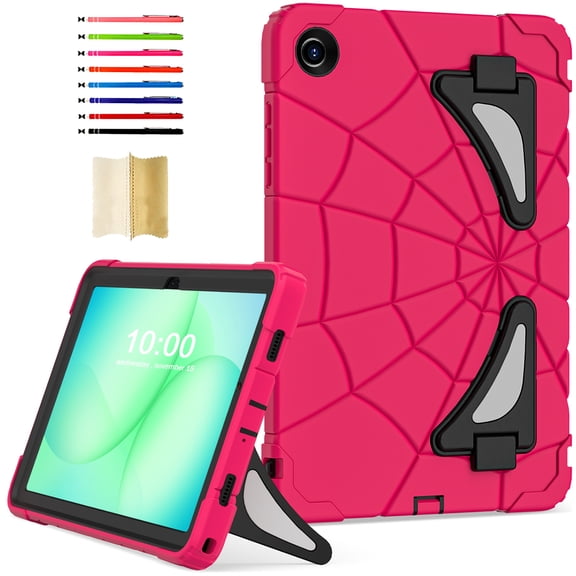 Kids Cases for Samsung Galaxy Tab A11 8.7" 2025 SM-X133 / SM-X135 with Sturdy Kickstands, Heavy Duty Shockproof Case for Kids Children Boys Girls for A11 8.7 Inch, Rose Black